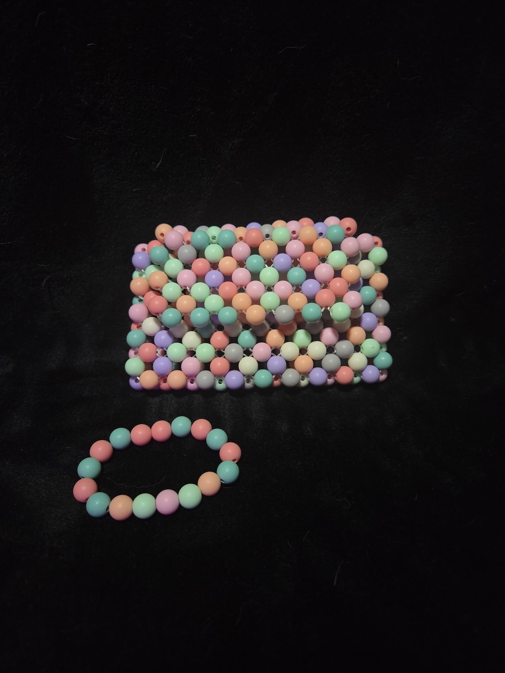 Kids Multicolor Beaded Purse and Bracelet Set